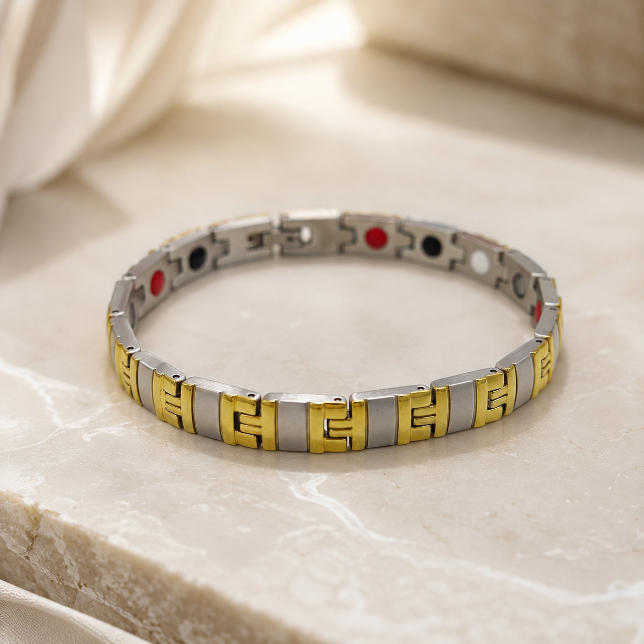 Gold & Silver Two-Tone Statement Bracelet-DT-GS-W01