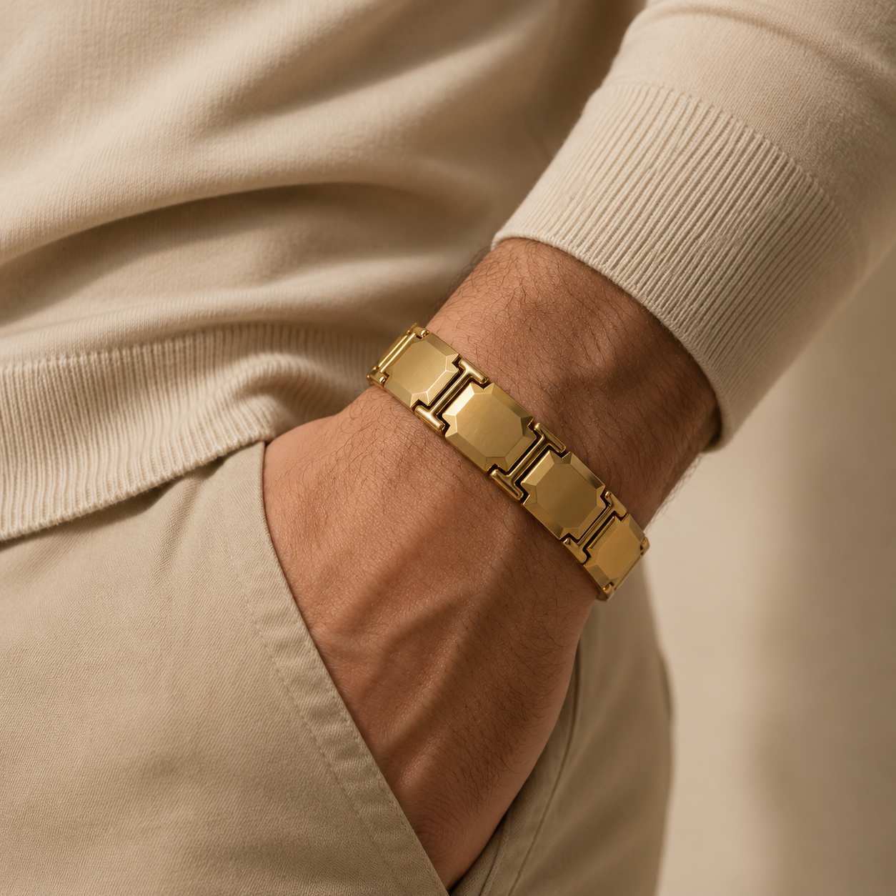 Gold Octagonal Faceted Ceramic Bracelet-SF-GLD-O02