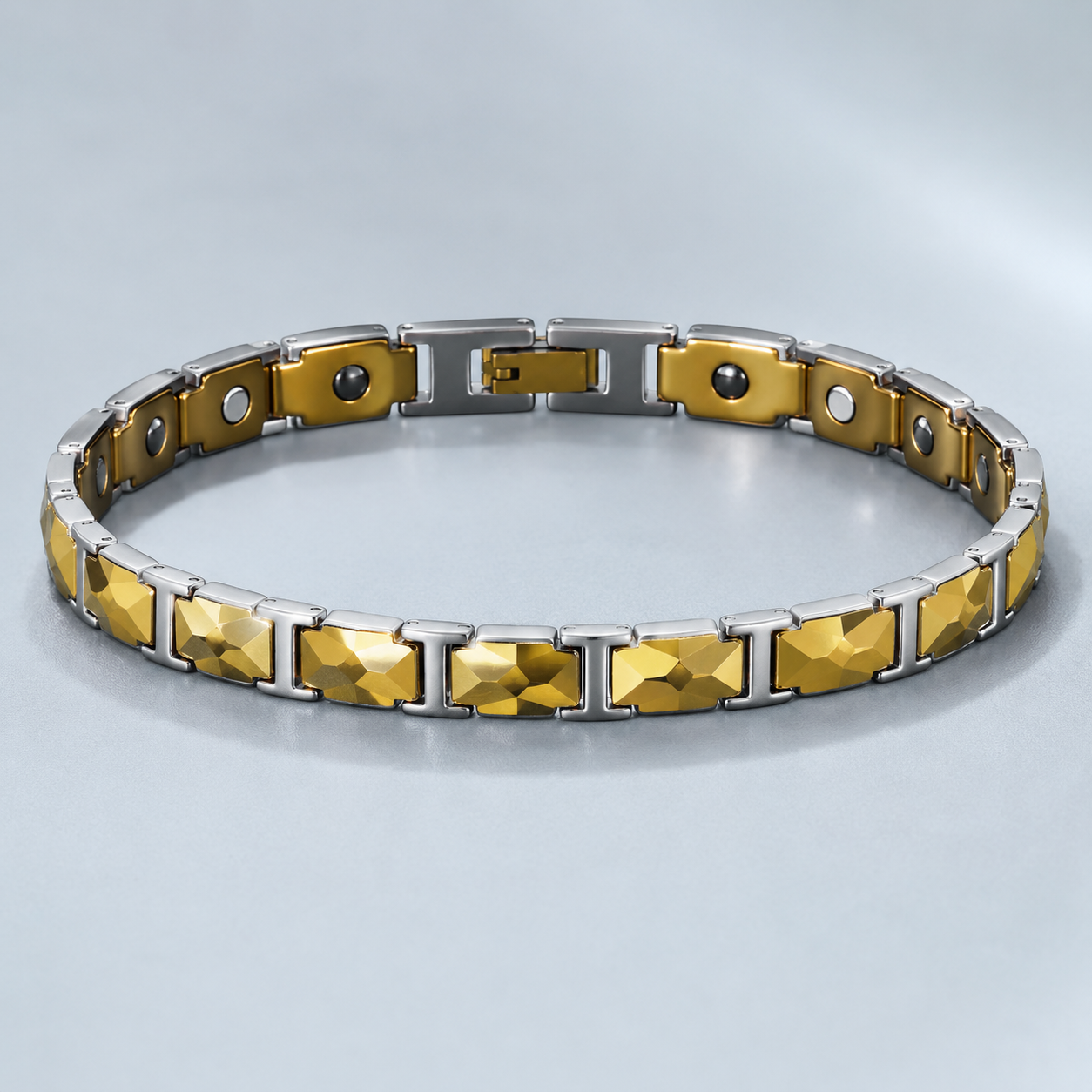 Gold Wide Faceted Ceramic Bracelet-SF-GLD-W01