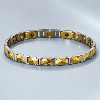 Gold Wide Faceted Ceramic Bracelet-SF-GLD-W01