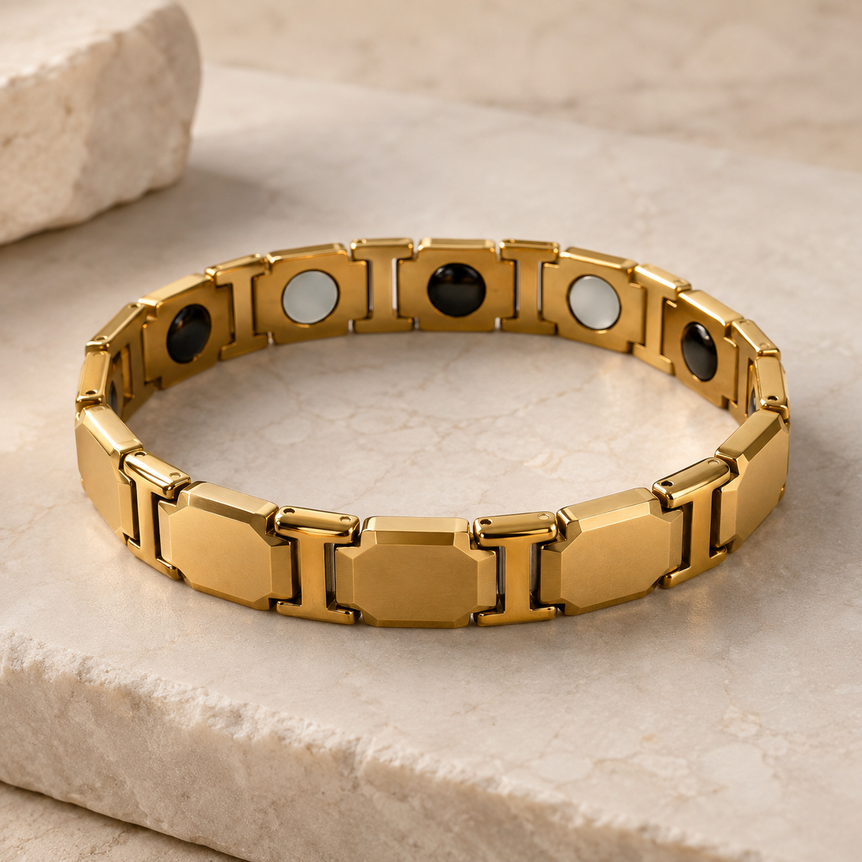 Gold Octagonal Faceted Ceramic Bracelet-SF-GLD-O02