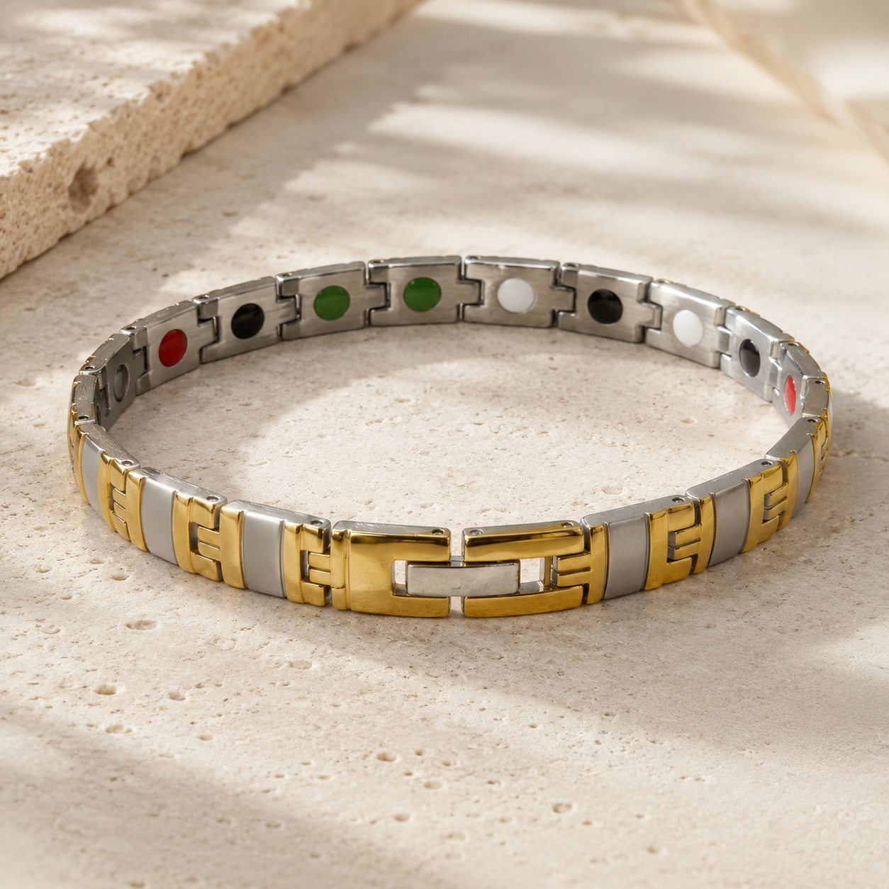 Gold & Silver Two-Tone Statement Bracelet-DT-GS-W01