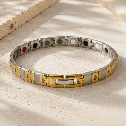 Gold & Silver Two-Tone Statement Bracelet-DT-GS-W01