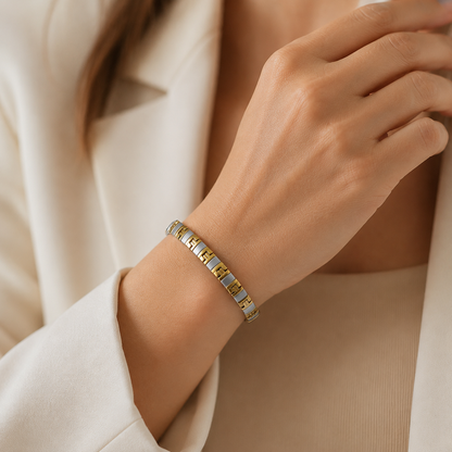Gold & Silver Two-Tone Statement Bracelet-DT-GS-W01