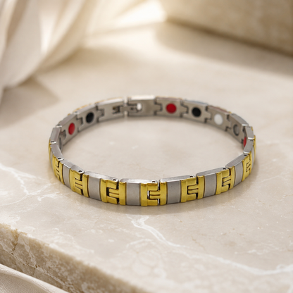 Gold & Silver Two-Tone Statement Bracelet-DT-GS-W01