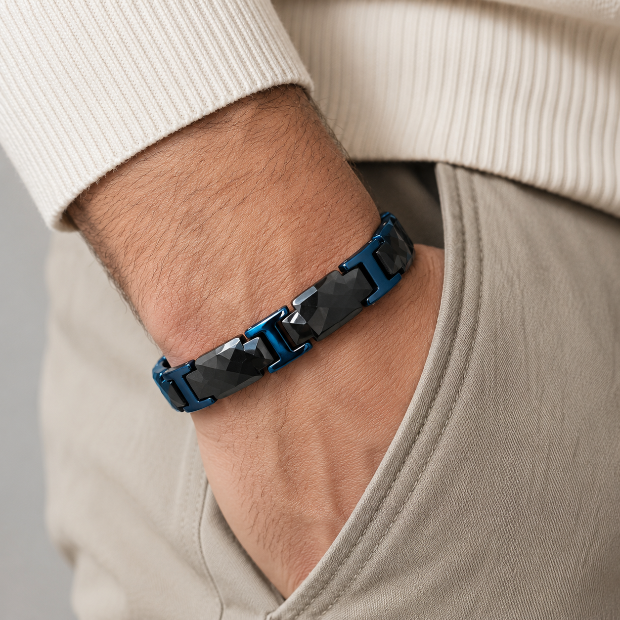 Deep Blue Ceramic Blue-Frame Bracelet-CC-BL-B01