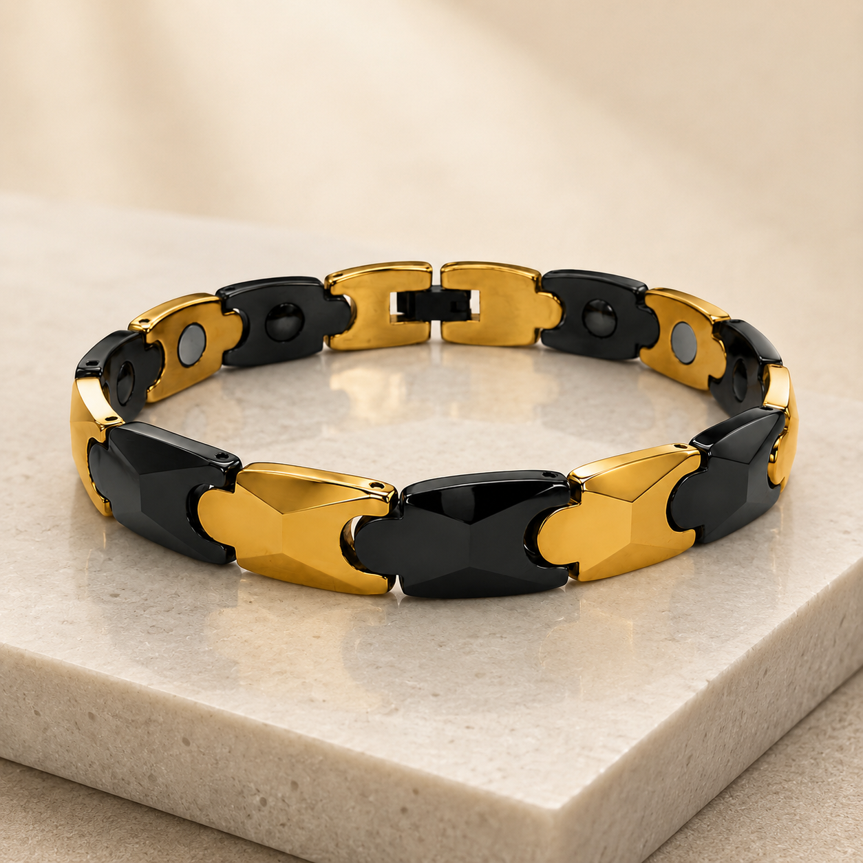 Black & Gold Two-Tone Statement Bracelet-DT-GS-W02