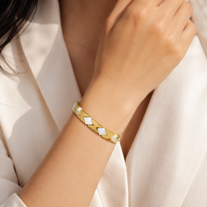 Gold Diamond-Cut Faceted Ceramic Bracelet-SF-GLD-DM01