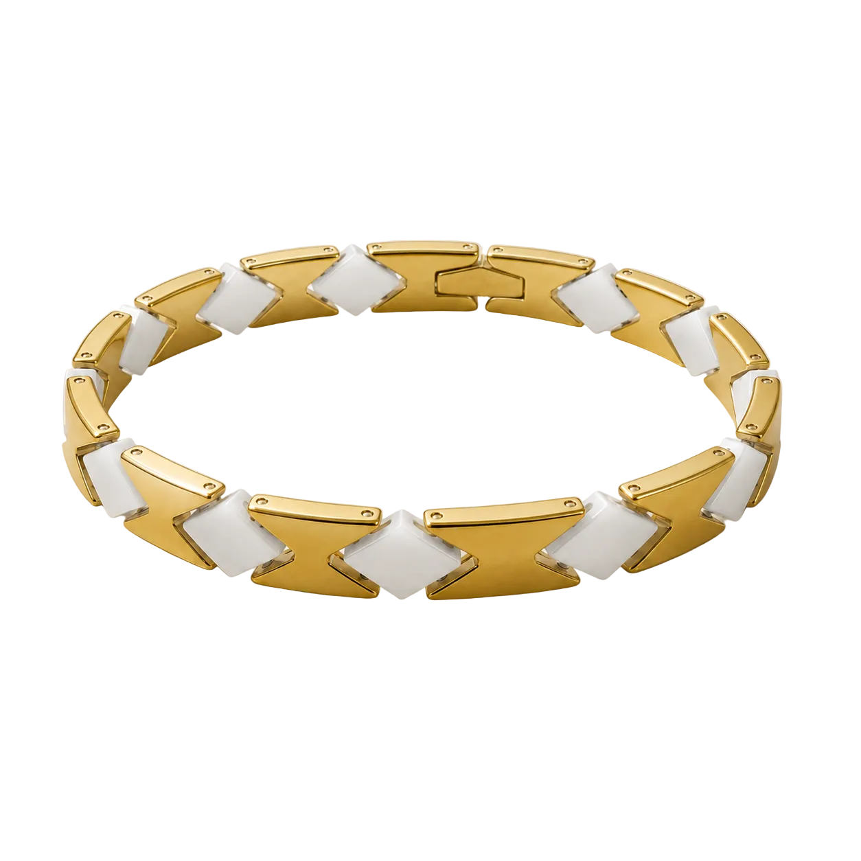 Gold Diamond-Cut Faceted Ceramic Bracelet-SF-GLD-DM01