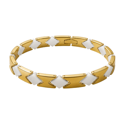 Gold Diamond-Cut Faceted Ceramic Bracelet-SF-GLD-DM01