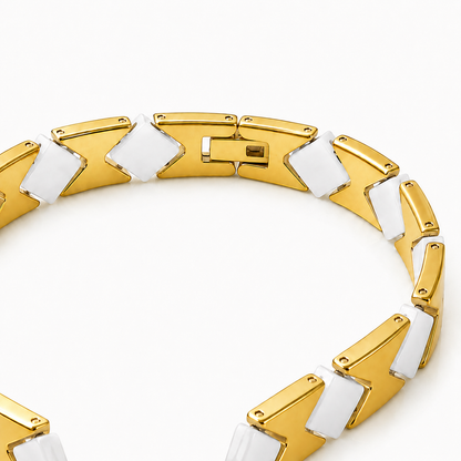 Gold Diamond-Cut Faceted Ceramic Bracelet-SF-GLD-DM01