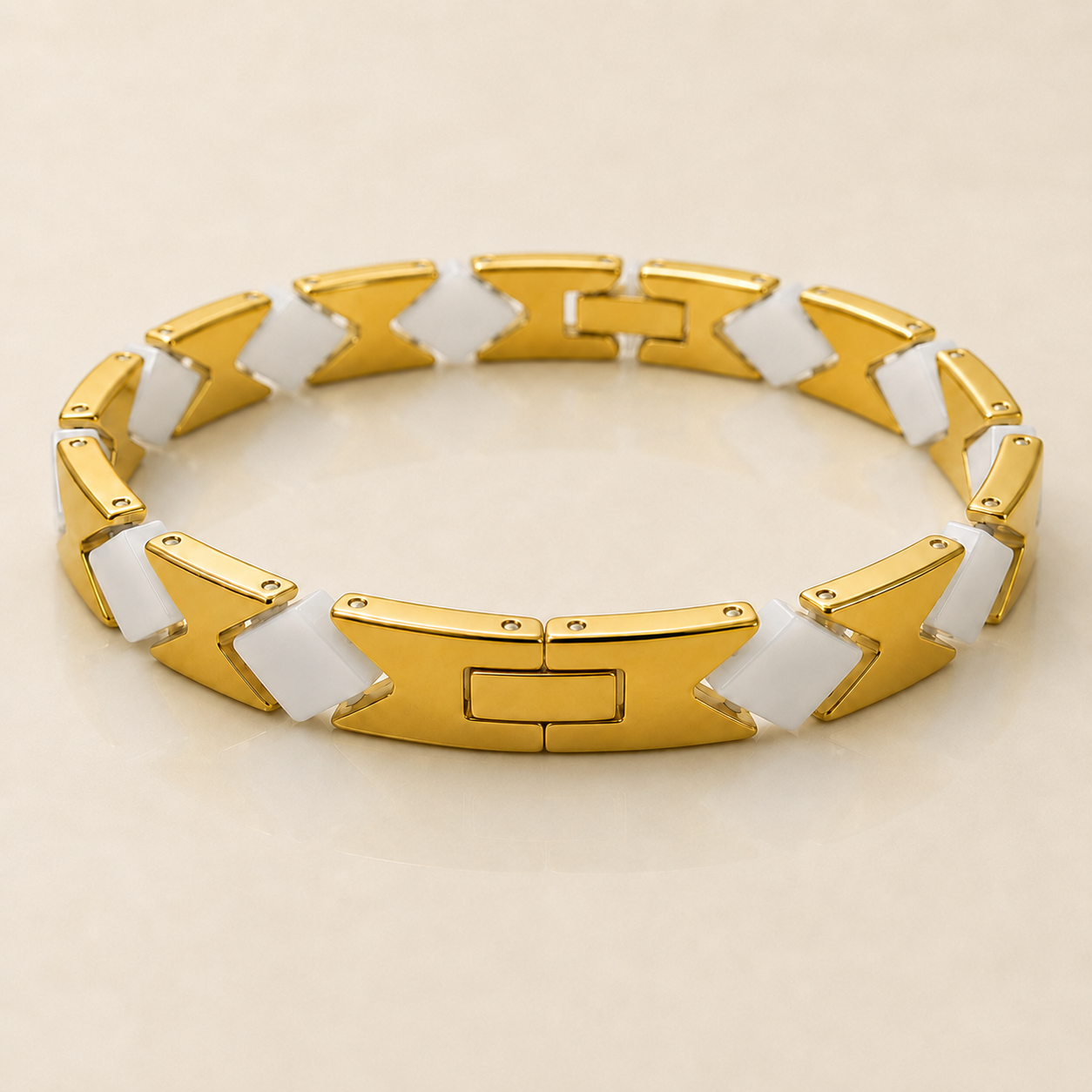 Gold Diamond-Cut Faceted Ceramic Bracelet-SF-GLD-DM01