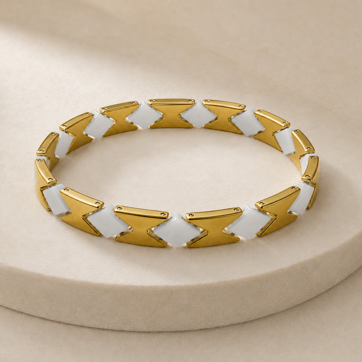 Gold Diamond-Cut Faceted Ceramic Bracelet-SF-GLD-DM01