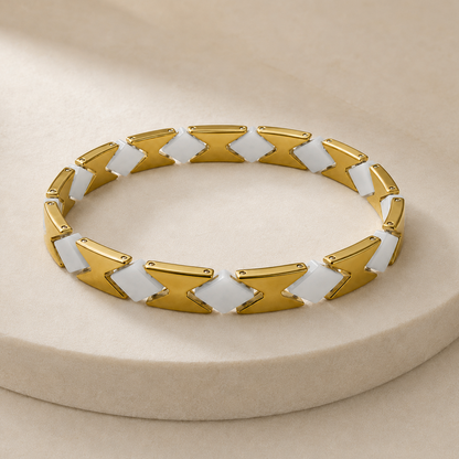 Gold Diamond-Cut Faceted Ceramic Bracelet-SF-GLD-DM01