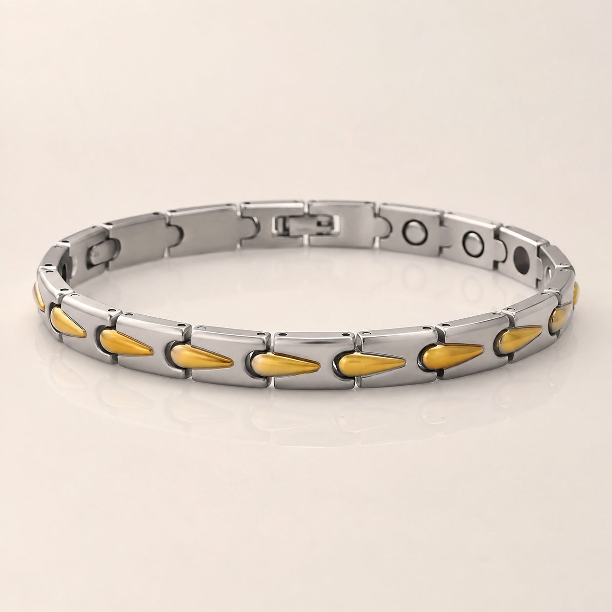 Gold & Silver Teardrop Two-Tone Ceramic Bracelet-DT-GS-D01