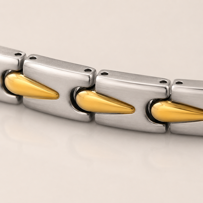 Gold & Silver Teardrop Two-Tone Ceramic Bracelet-DT-GS-D01