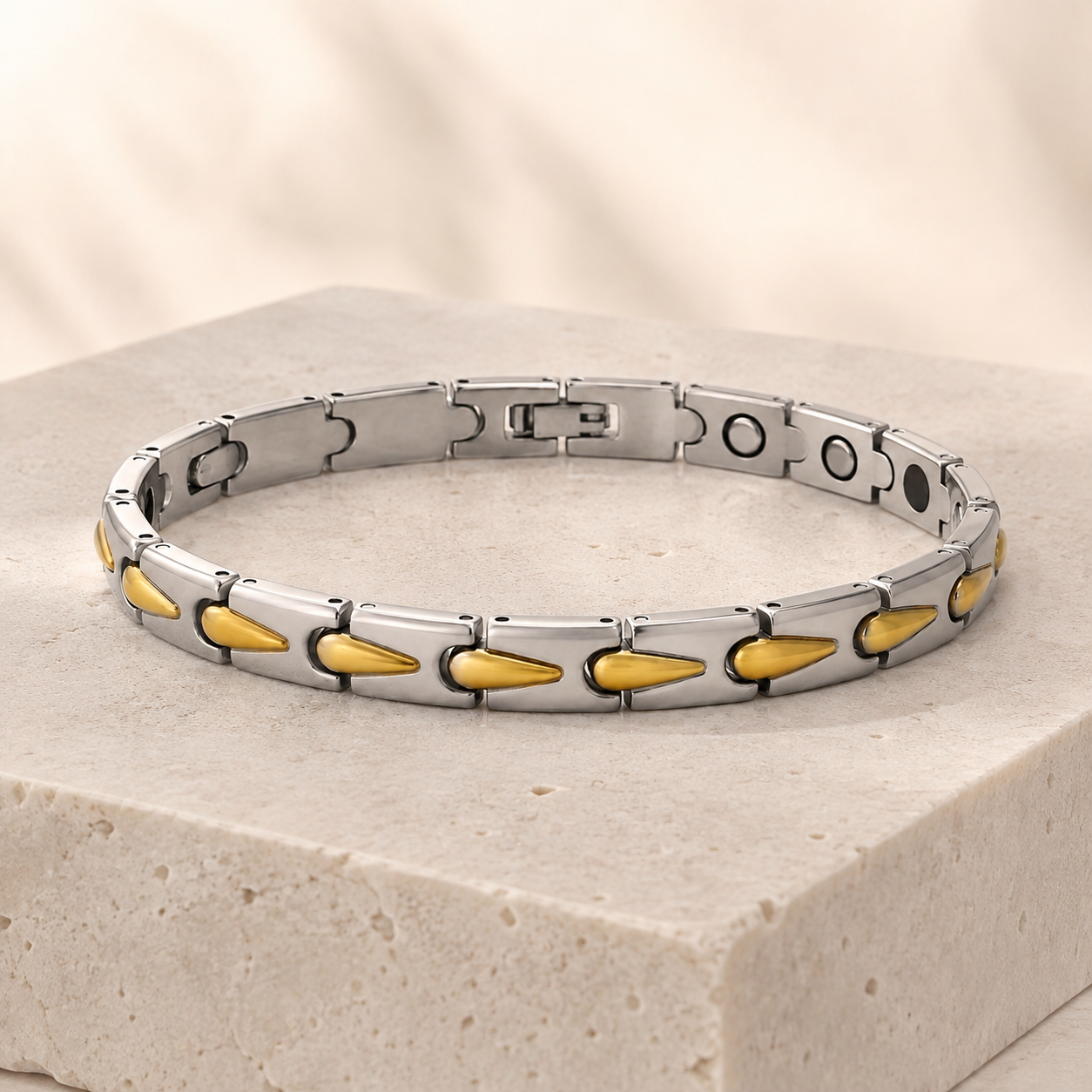 Gold & Silver Teardrop Two-Tone Ceramic Bracelet-DT-GS-D01
