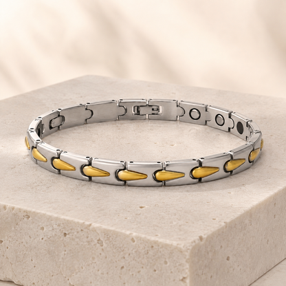 Gold & Silver Teardrop Two-Tone Ceramic Bracelet-DT-GS-D01