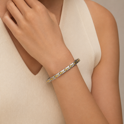Gold & Silver Teardrop Two-Tone Ceramic Bracelet-DT-GS-D01
