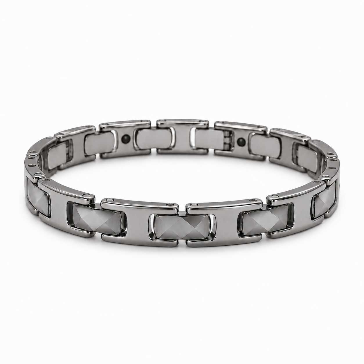 Silver Faceted Ceramic Bracelet-SF-SLV-W01