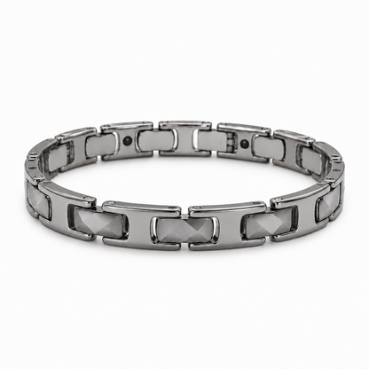 Silver Faceted Ceramic Bracelet-SF-SLV-W01