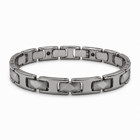 Silver Faceted Ceramic Bracelet-SF-SLV-W01