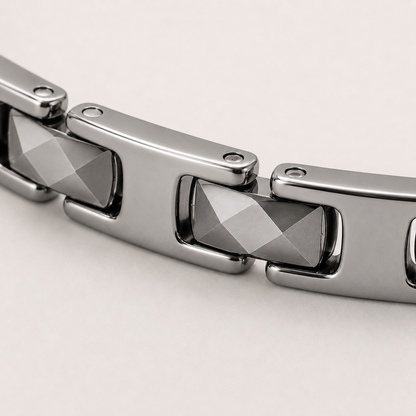 Silver Faceted Ceramic Bracelet-SF-SLV-W01
