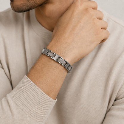 Silver Faceted Ceramic Bracelet-SF-SLV-W01