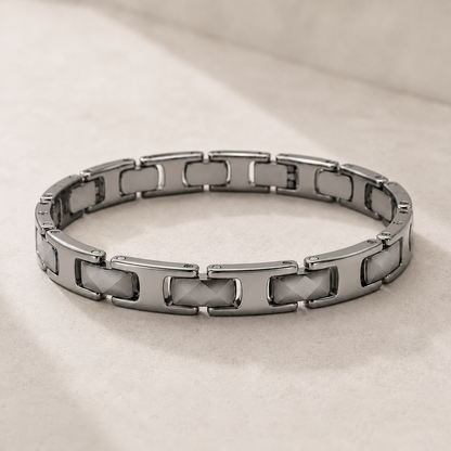 Silver Faceted Ceramic Bracelet-SF-SLV-W01