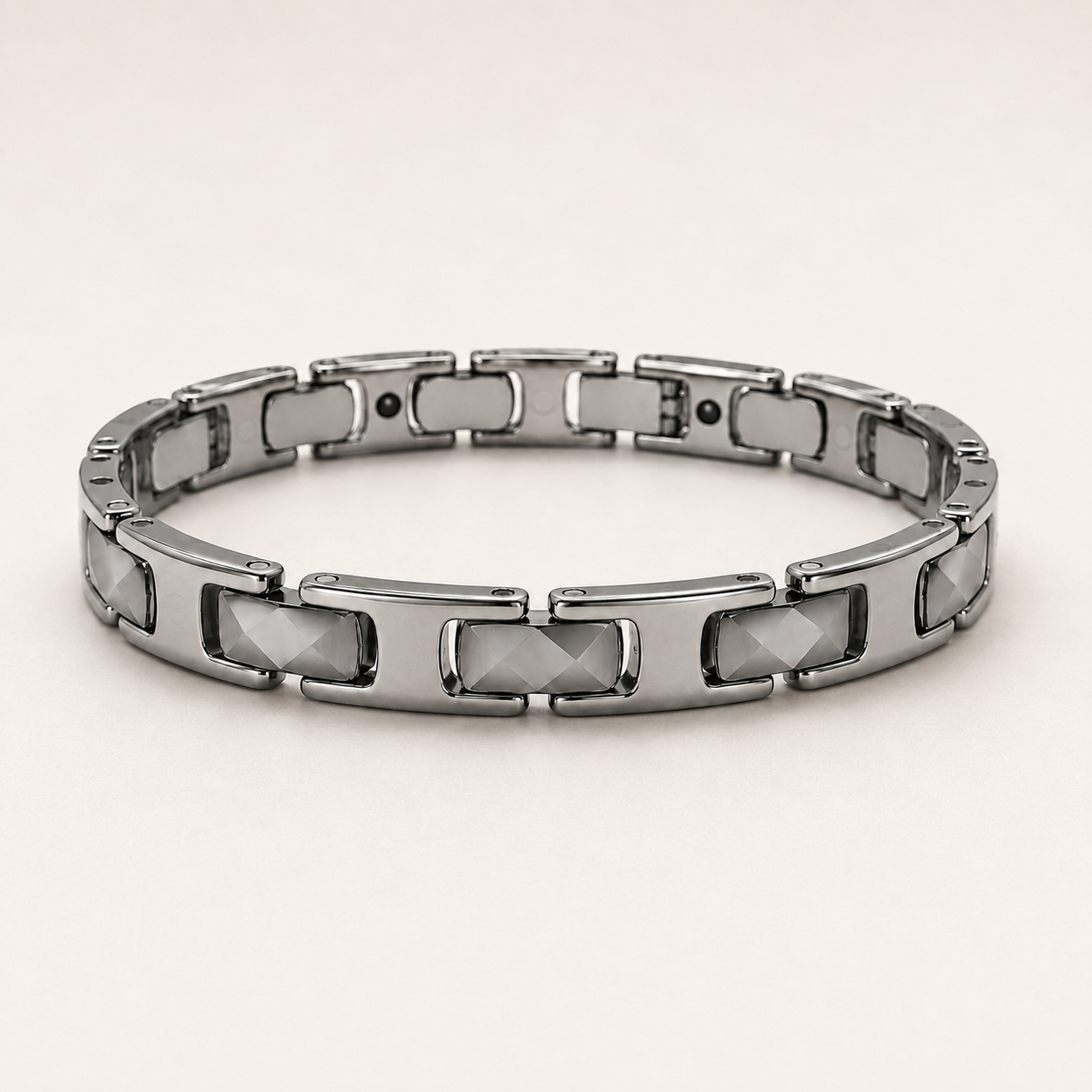 Silver Faceted Ceramic Bracelet-SF-SLV-W01