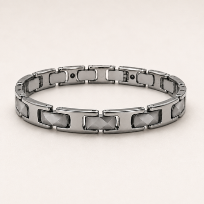 Silver Faceted Ceramic Bracelet-SF-SLV-W01