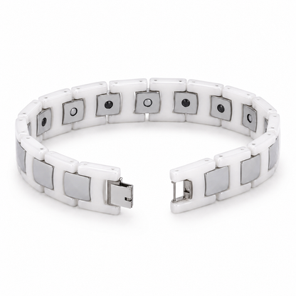 White & Silver Square Two-Tone Ceramic Bracelet-DT-WS-W01