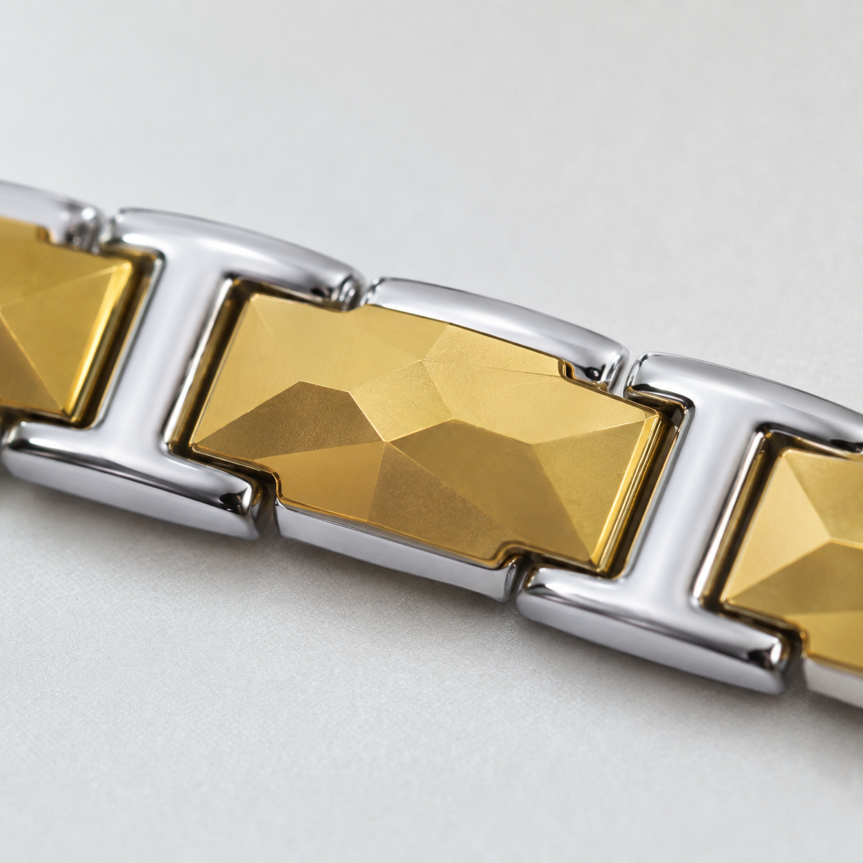 Gold Wide Faceted Ceramic Bracelet-SF-GLD-W01
