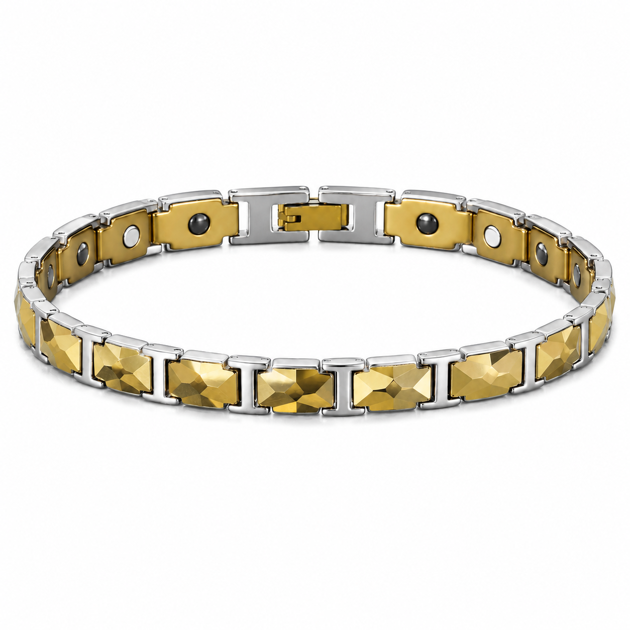 Gold Wide Faceted Ceramic Bracelet-SF-GLD-W01