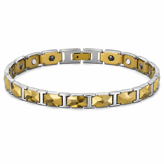 Gold Wide Faceted Ceramic Bracelet-SF-GLD-W01